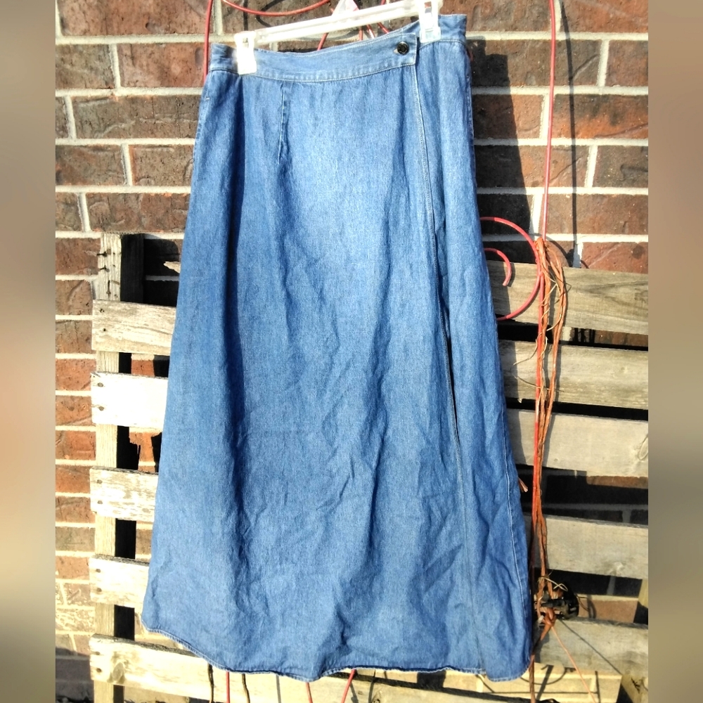 Women's Rhythm Blue Chambray Long Wrap Skirt 12